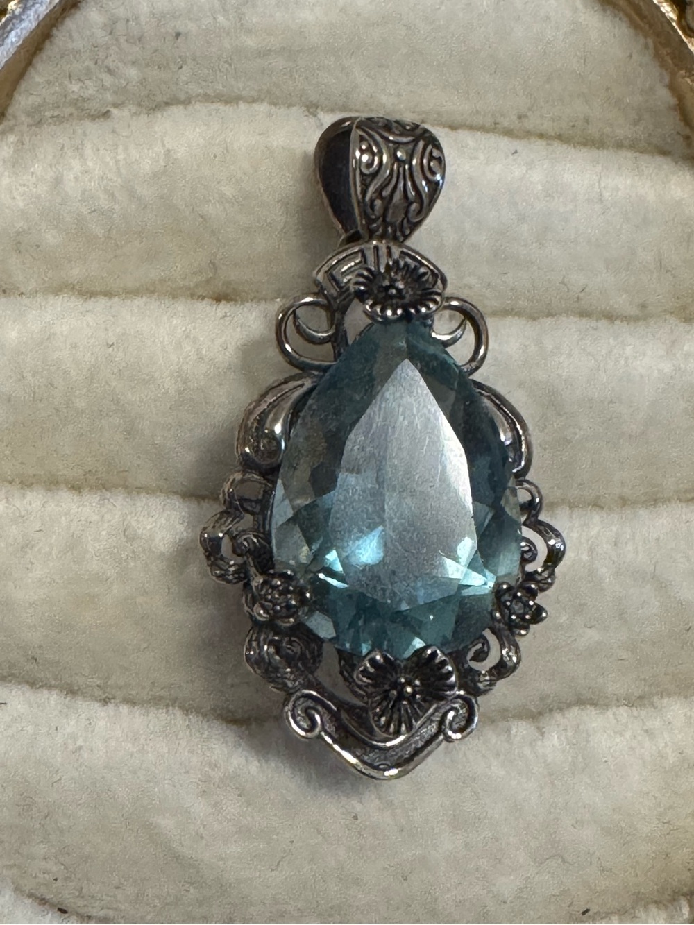 S925 silver fluorite pear teardrop pendant large statement crystal jewelry